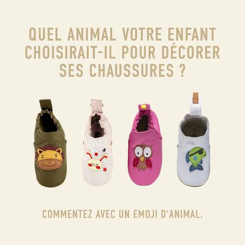 Quel animal votre petit choisirait-il ? Faites-le nous savoir dans les commentaires ci-dessous !

DILION, DILAPIN, DIBOU, DIRATO | Semelles souples et antidérapantes

#bopyshoes #nouvellecollection #chaussuresenfants #madeinfrance